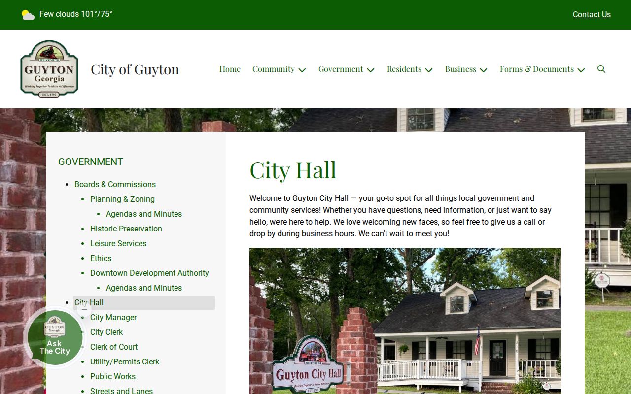 Official Guyton City Hall government page