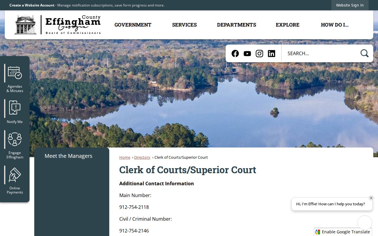 Effingham County Clerk directory and docket office contacts