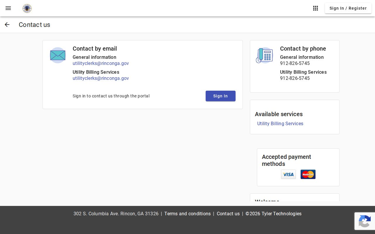 Rincon municipal payment contact page