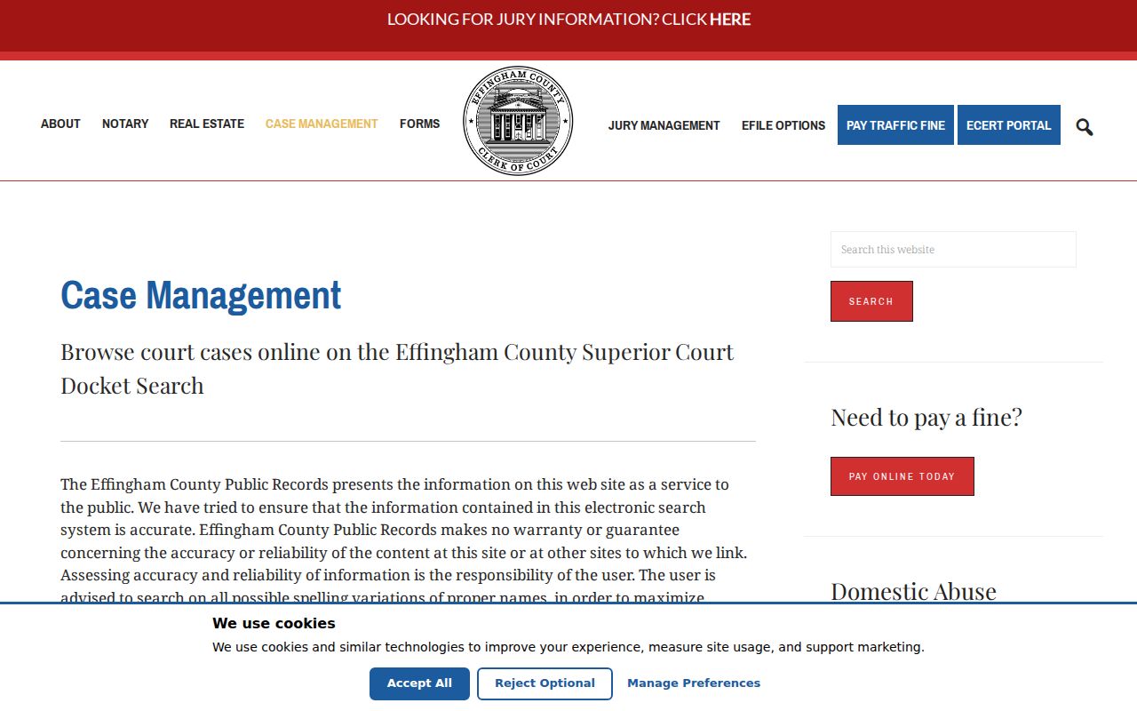 Effingham County case search Clerk route