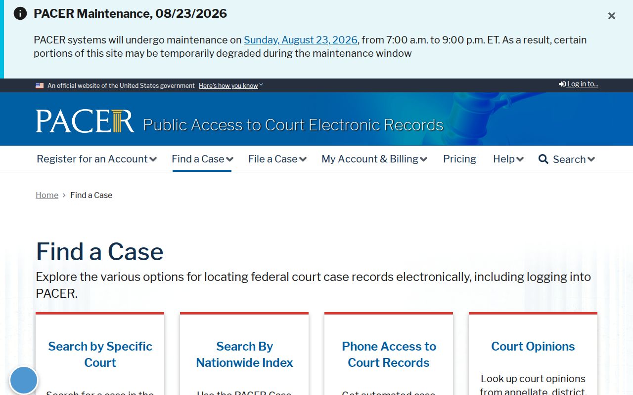 Effingham County case search PACER route