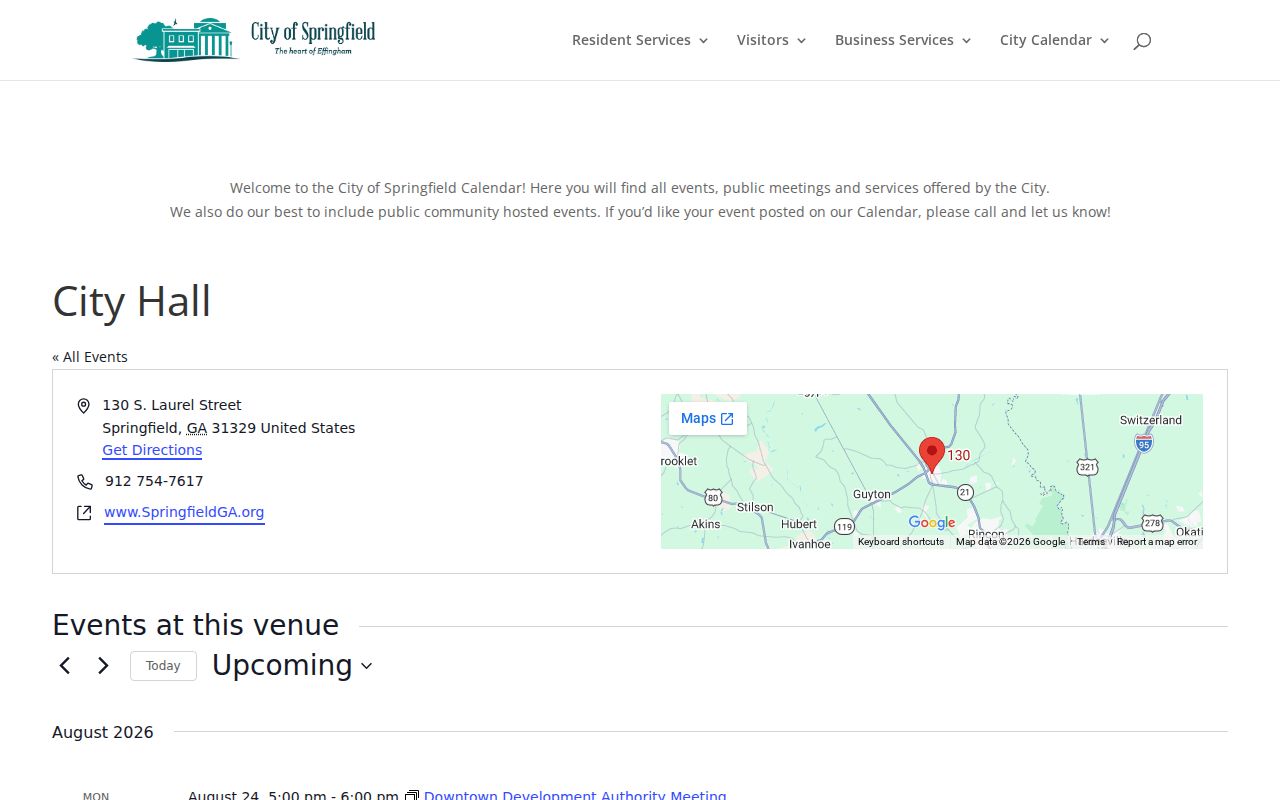 Official Springfield City Hall venue page