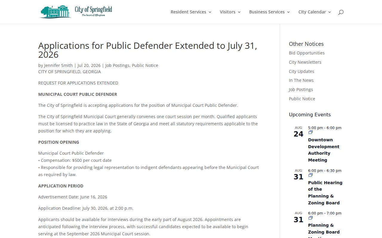 Springfield July 2026 public defender application extension