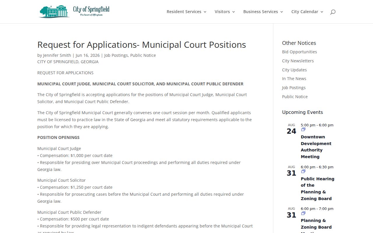 Springfield June 2026 Municipal Court position notice