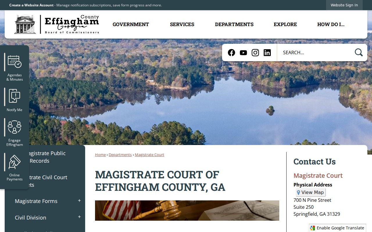 Effingham County traffic court records Magistrate Court route